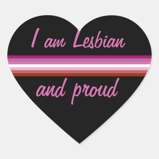 I am Leasbian and Proud | Lesbian Flag on Black Hart Sticker (Voorkant)