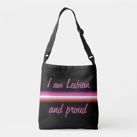 I am Leasbian and Proud | Lesbian Flag on Black Sc Crossbody Tas (Achterkant)
