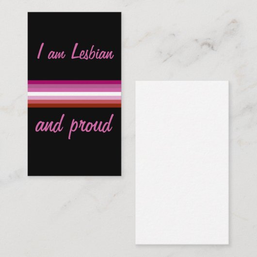 I am Leasbian and Proud | Lesbian Flag on Black Visitekaartje (Voorkant / Achterkant)