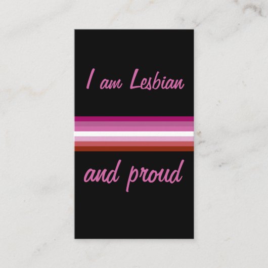 I am Leasbian and Proud | Lesbian Flag on Black Visitekaartje (Voorkant)
