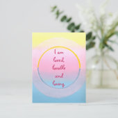 I am loved lovable and loving affirmation postcard briefkaart (Staand voorkant)