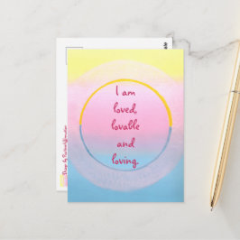 I am loved lovable and loving affirmation postcard briefkaart