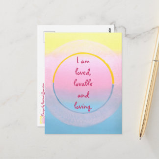 I am loved lovable and loving affirmation postcard briefkaart