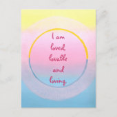 I am loved lovable and loving affirmation postcard briefkaart (Voorkant)