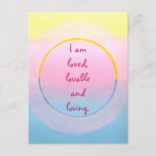 I am loved lovable and loving affirmation postcard briefkaart (Voorkant)