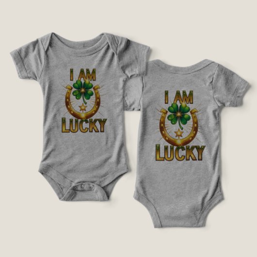 I Am Lucky - Bold Symbolisch T-Shirt Design (Ontwerp Voorkant & Achterkant)