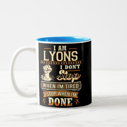 I Am Lyons. I Don't Stop When I'm Tired Tweekleurige Koffiemok (Links)