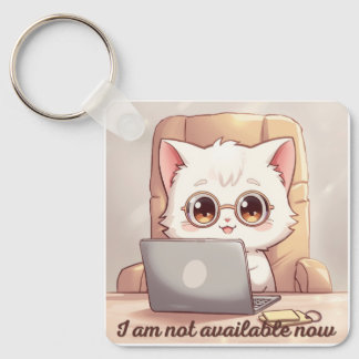 I Am Not Available Now Keychain - Cute Kawaii Cat 