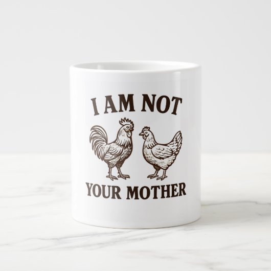 I am not your mother rooster and hen Grote Koffiekop (Voorkant)