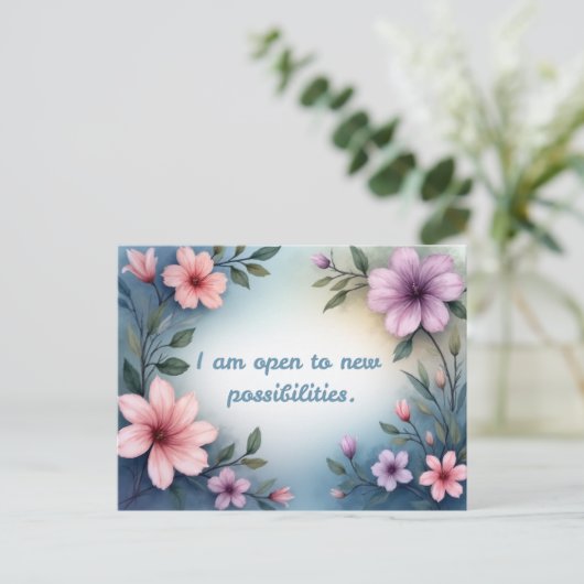 I am open to new possibilities floral affirmation briefkaart (Staand voorkant)