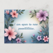 I am open to new possibilities floral affirmation briefkaart (Voorkant)