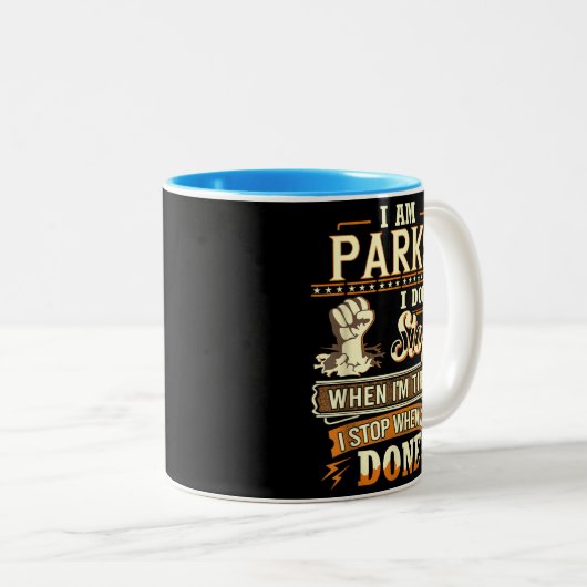 I Am Parks. I Don't Stop When I'm Tired Tweekleurige Koffiemok (Voorkant rechts)