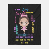 I AM - Positieve meisjesbevestigingen Ballerina Fl Fleece Deken (Voorkant)