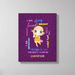 I AM - Positieve zwarte bruine meisjes bevingen Canvas Afdruk