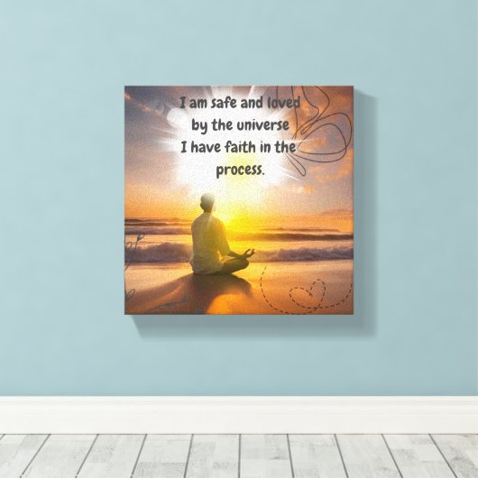 I am safe and loved by the universe canvas afdruk (Insitu (Houten vloer))