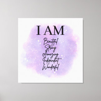 I AM Self Love Affirmations Canvas Afdruk