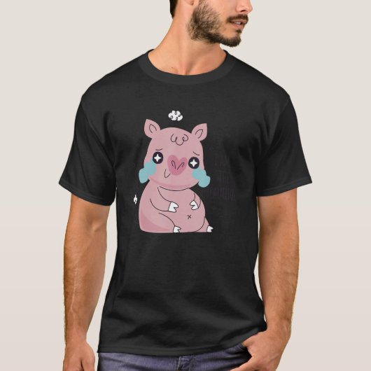 I Am Still Beautiful Cute Little Fat Piggy Crying T-shirt (Voorkant)