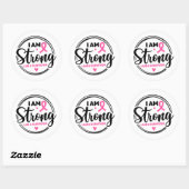 I Am Strong Breast Cancer Awareness Ronde Sticker (Vel)