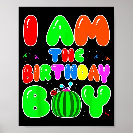 I Am The Birthday Boy Funny Watermelon Birthday Fa Poster (Voorkant)