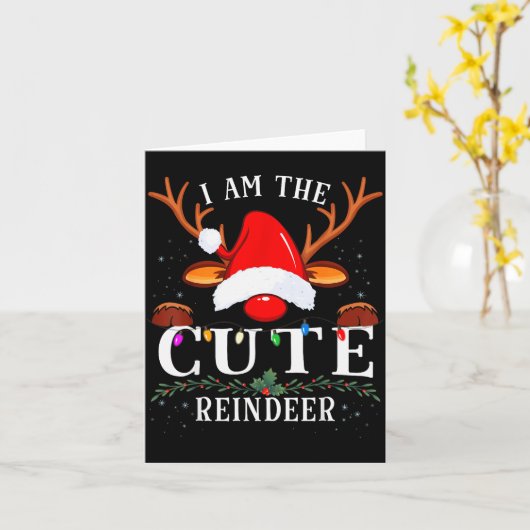 I Am The Cute Reindeer Christmas Family  Kaart (Gele Bloem)