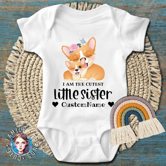 I am the Cutest Little Sister Corgi Dogs Romper