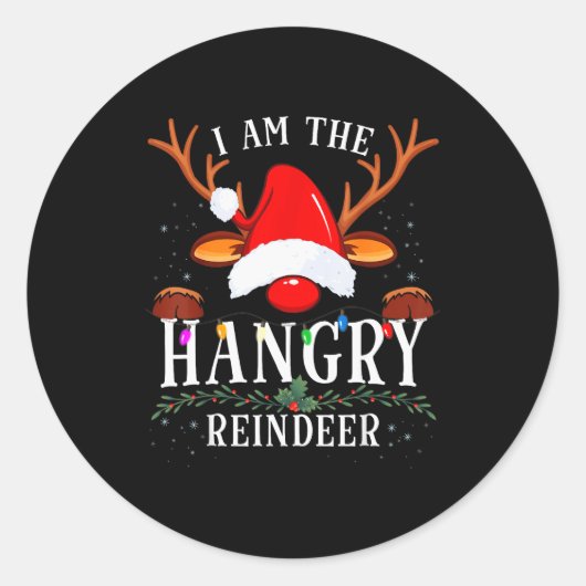 I Am The Hangry Reindeer Christmas Family  Ronde Sticker (Voorkant)