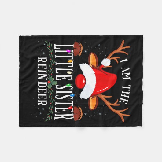 I Am The Little Sister Reindeer Christmas Family  Fleece Deken (Voorkant (Horizontaal))