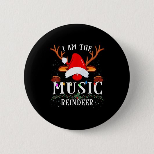 I Am The Music Reindeer Christmas Family  Ronde Button 5,7 Cm (Voorkant)