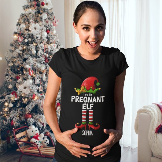 I am The Pregnant Elf Funny Christmas T-shirt