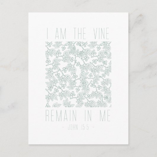 I Am the Vine Hand Geïllustreerd Bijbelvers Briefkaart (Voorkant)