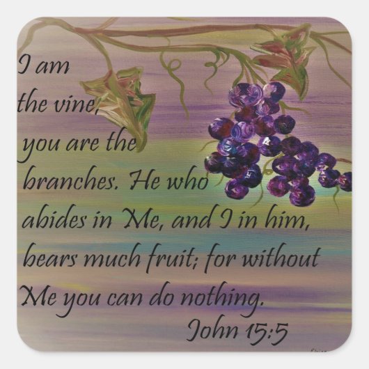 I am the Vine Vierkante Sticker (Voorkant)