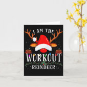 I Am The Workout Reindeer Christmas Family Kaart (Gele Bloem)