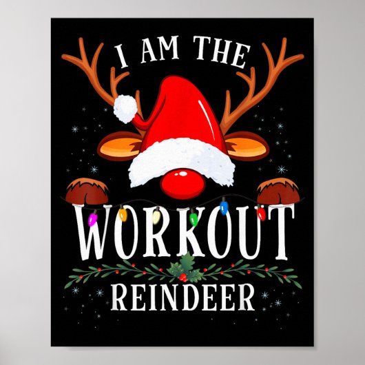 I Am The Workout Reindeer Christmas Family Poster (Voorkant)