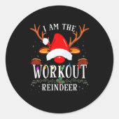 I Am The Workout Reindeer Christmas Family  Ronde Sticker (Voorkant)