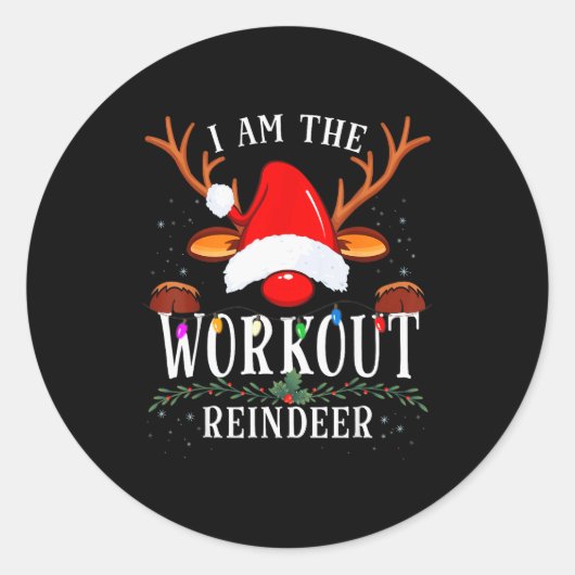 I Am The Workout Reindeer Christmas Family  Ronde Sticker (Voorkant)