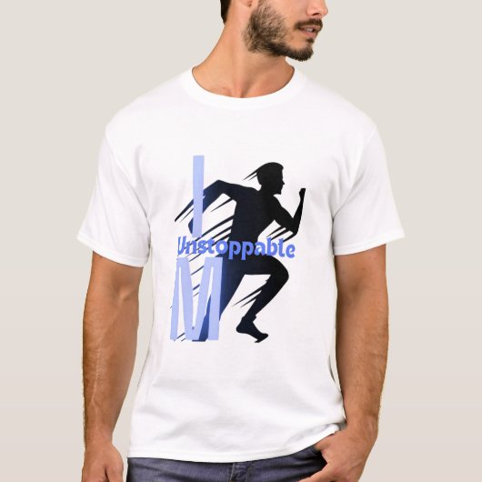 I Am Unstoppable' Running Silhouette Motivatie T-shirt (Voorkant)