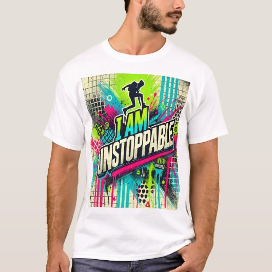I Am Unstoppable – Urban Graffiti Art T-shirt (Voorkant)