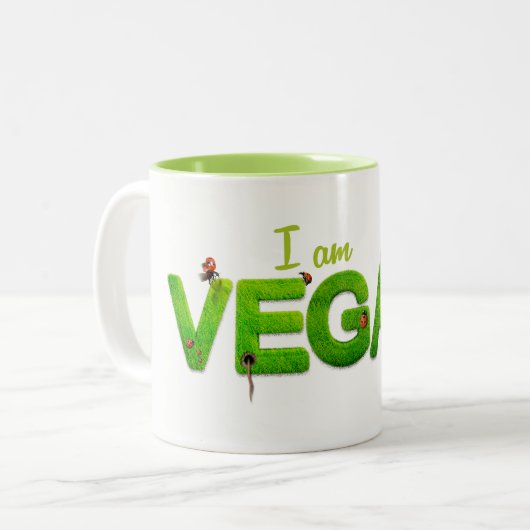 I am Vegan Golf Club Cover Tweekleurige Koffiemok (Voorkant links)