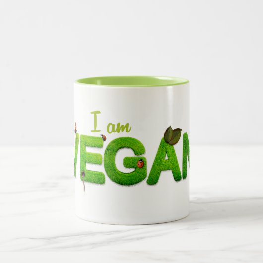 I am Vegan Golf Club Cover Tweekleurige Koffiemok (Center)