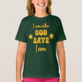 I Am Who God Says - Floral Christian Faith Based  T-shirt (Voorkant)