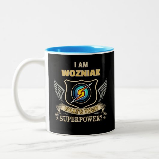 I Am WOZNIAK What's Your Superpower Tweekleurige Koffiemok (Links)