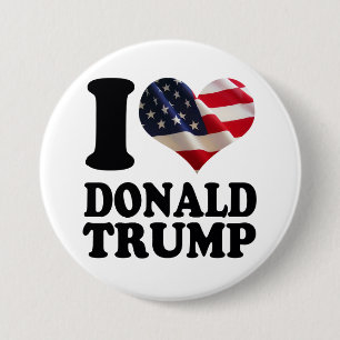 I American Flag Heart Donald Trump Ronde Button 7,6 Cm