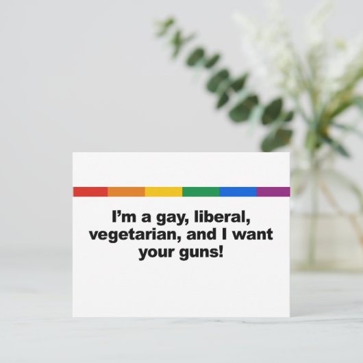 I&apos; ik ben een liberaal homo-vegaterian en ik  briefkaart (Staand voorkant)