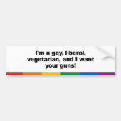 I&apos; ik ben een liberaal homo-vegaterian en ik  bumpersticker (Voorkant)
