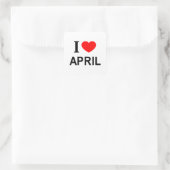 I ❤️ APRIL I LIVE APRIL I HEART APRIL VIERKANTE STICKER (Tas)