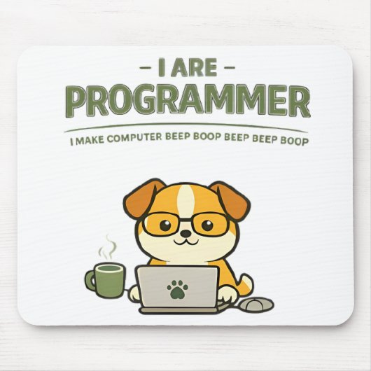 I Are Programmer Beep Boop Funny Mouse Pad Muismat (Voorkant)