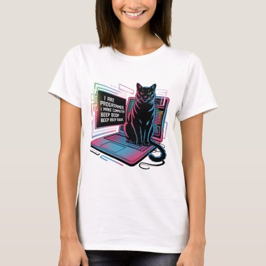 I are programmer, I make computer BEEP BOOP BEEP T-shirt (Voorkant)