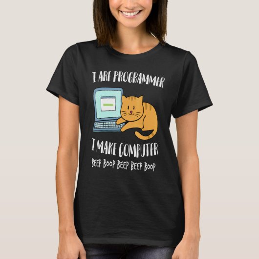 I Are Programmer I Make Computer Beep Cute Cat Kit T-shirt (Voorkant)
