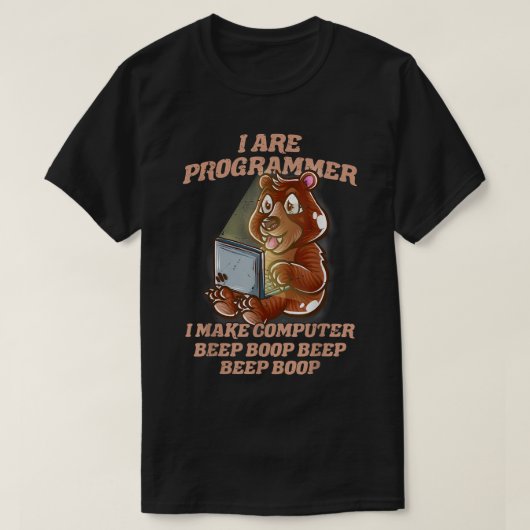 I Are Programmer Introvert Nerd Grizzly Bear IT Ne T-shirt (Design voorkant)