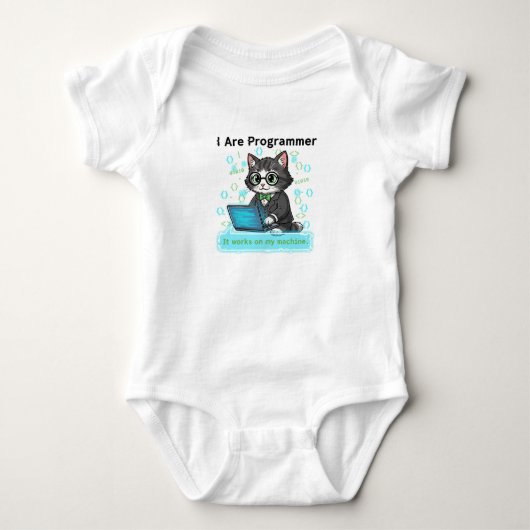 I Are Programmer Whimsical Cat Developer Graphic Romper (Voorkant)